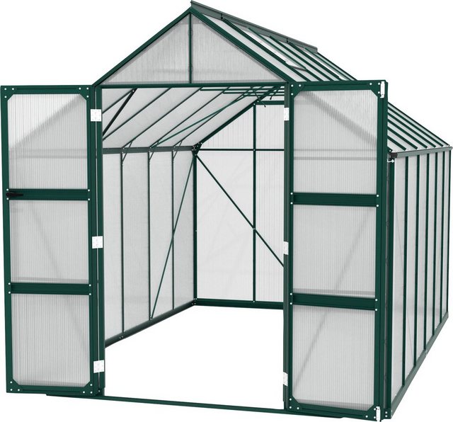 Bild von Vitavia Gewächshaus Domus 9900, BxTxH: 257 x 387 x 253,9 cm, 6 mm Wandstärke, mit Doppelschwingtüren und bodentiefer Türschwelle, 6 mm Hohlkammer