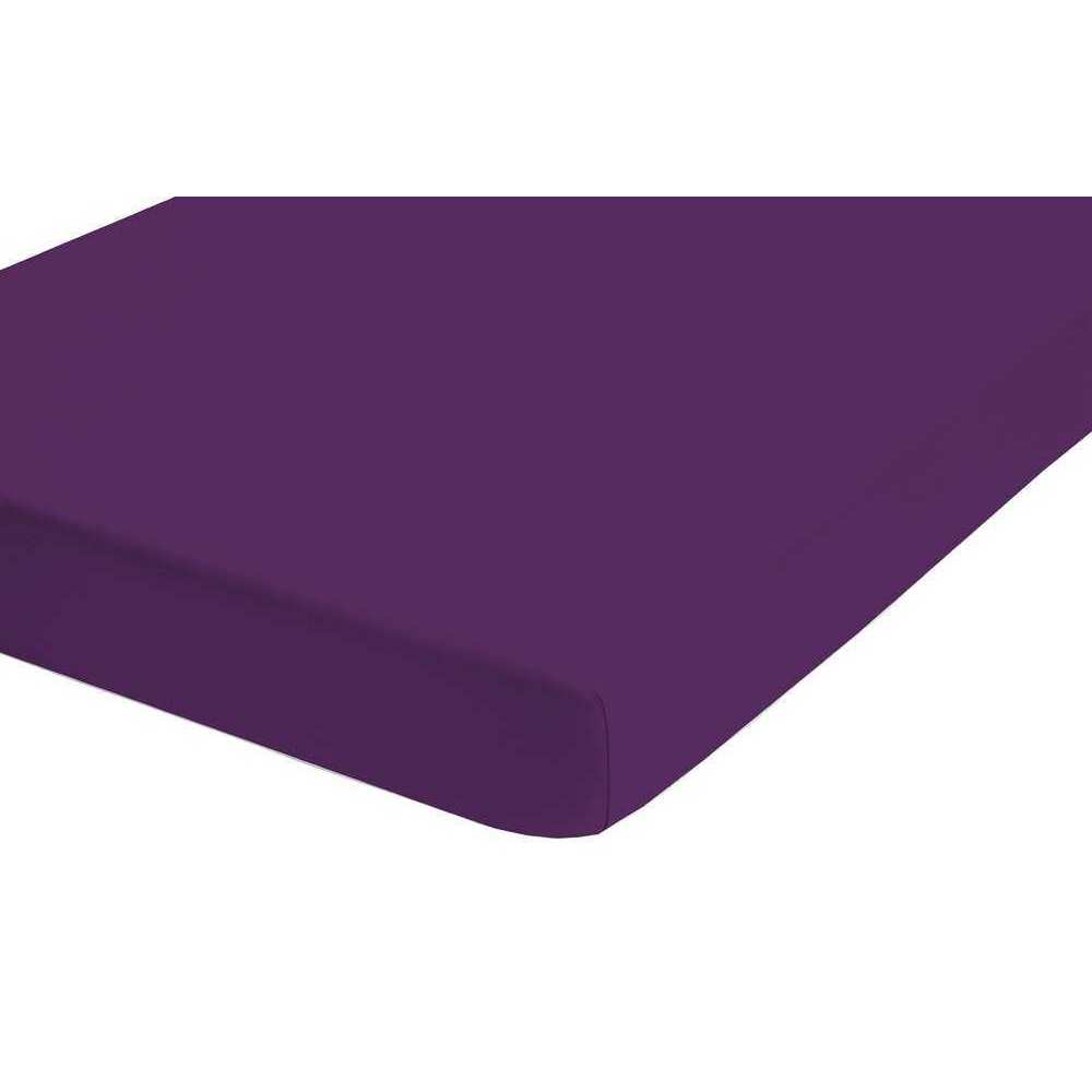 Bild von Biberna Jersey Elasthan Spannbettlaken Spannbetttuch 90x190 cm - 100x220 cm Dunkel Violett