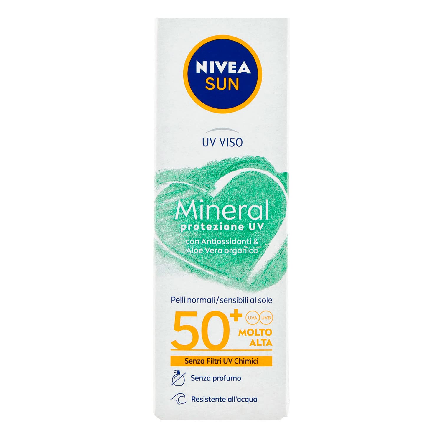 Bild von Nivea SUN UV Gesichtscreme Mineral FP50+ 50 ml, vegane und biologisch abbaubare Sonnencreme, Gesichtscreme mit 100% mineralischen Filtern, Aloe Vera Bio und Antioxidantien