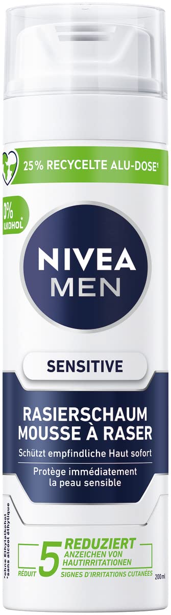 Bild von NIVEA MEN Sensitive Rasierschaum für Männer (200 ml), reichhaltiger Schaum mit Kamille und Vitamin E für eine sanfte Rasur, schützende Formel gegen Hautirritationen