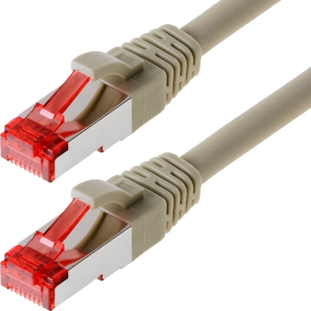 Bild von Helos - Patch-Kabel - RJ-45 (M) zu RJ-45 (M) - 20 m - SFTP, PiMF - CAT 6 - halogenfrei, geformt, ohne Haken - Grau