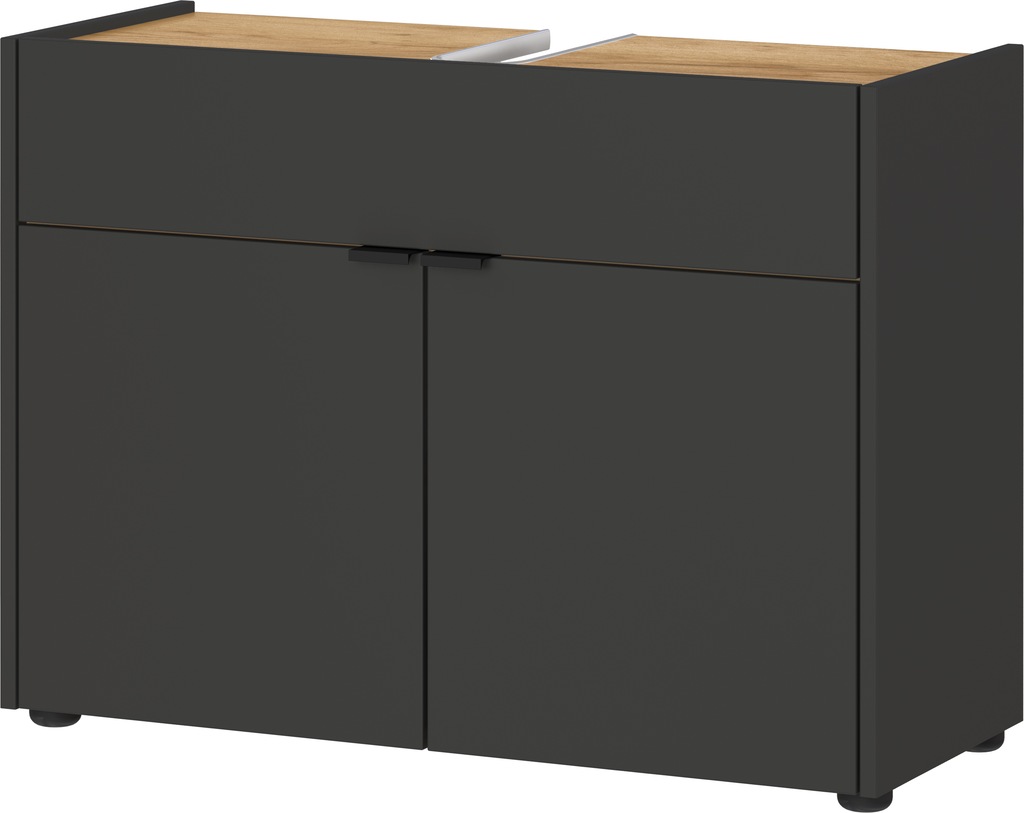 Bild von Germania WB-Unterschrank 4497-549 GW-Forano, in Graphit/Navarra-Eiche-Nb., mit Siphonausschnitt, 80 x 60 x 34 cm (BxHxT)