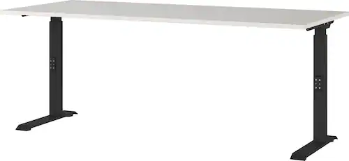 Bild von GERMANIA Agenda Office höhenverstellbarer Schreibtisch lichtgrau rechteckig, C-Fuß-Gestell schwarz 180,0 x 80,0 cm