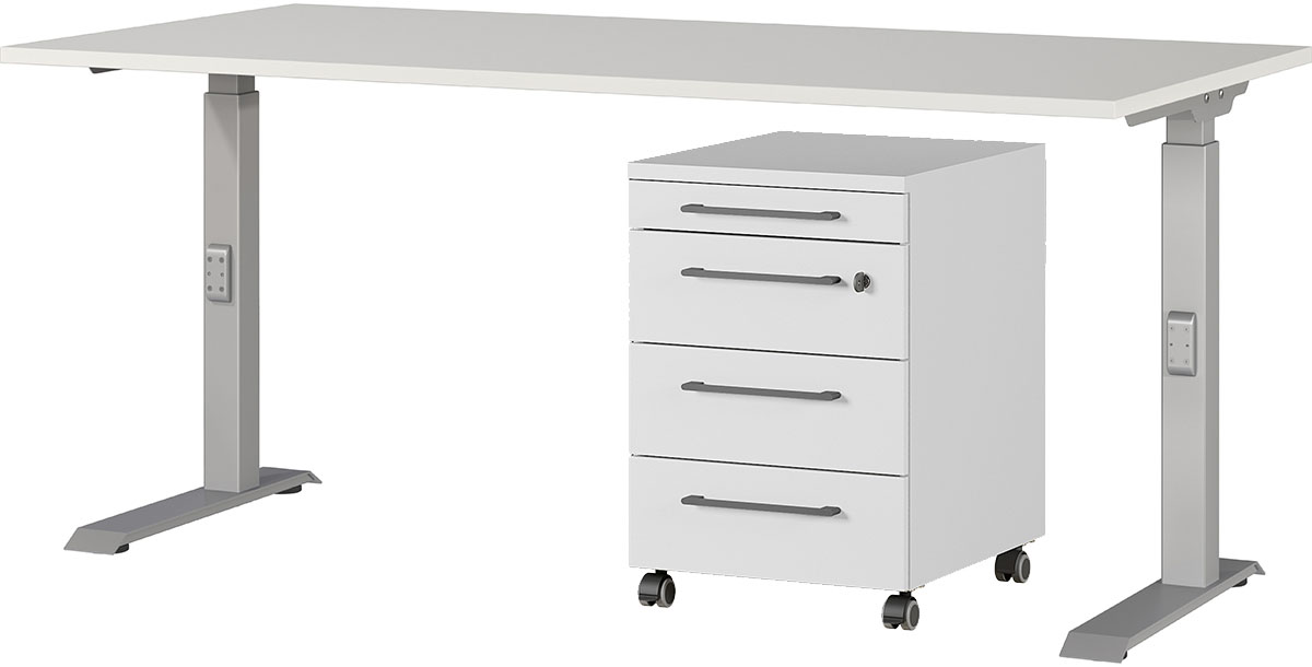 Bild von GERMANIA Büromöbel-Set "Agenda", (2 tlg., 2-tlg.), Set bestehend aus höhenverstellbarem Schreibtisch und Rollcontainer