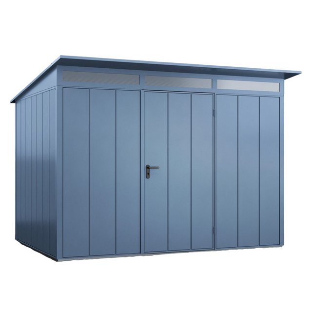 Bild von EcoStar Gerätehaus 'Elegant-P Typ 3' taubenblau 302,8 x 238 cm, mit Einzeltür
