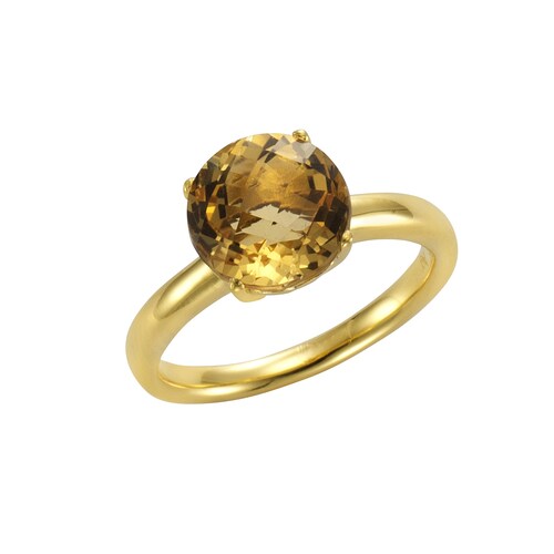 Bild von Jamelli Fingerring »Silber 925 vergoldet mit echtem Citrin 10mm«