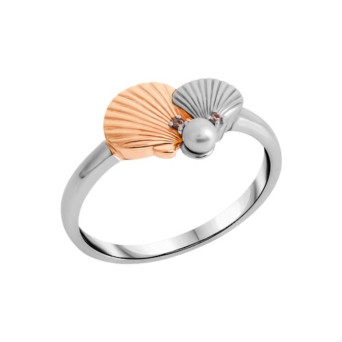 Bild von Vivance Fingerring »925/- Sterling Silber rhodiniert teils rot vergoldet Muschel«