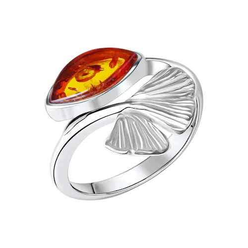 Bild von Vivance Fingerring »925/- Sterling Silber rhodiniert Bernstein«