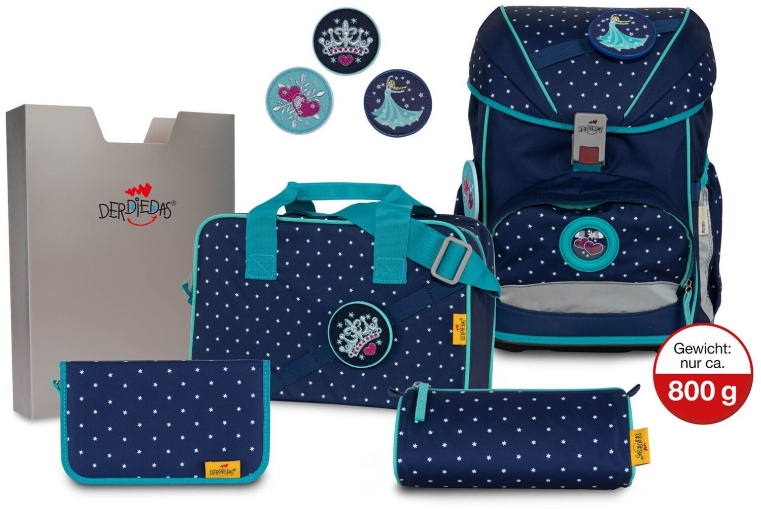 Bild von DerDieDas Ergoflex Buttons Star Princess Schulrucksack 5 tlg. Set