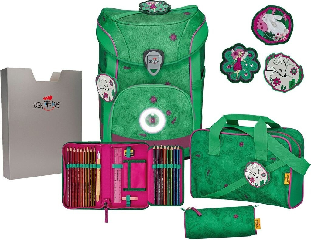 Bild von DerDieDas ErgoFlex Easy LED Schulranzenset 5-teilig Paisley Green