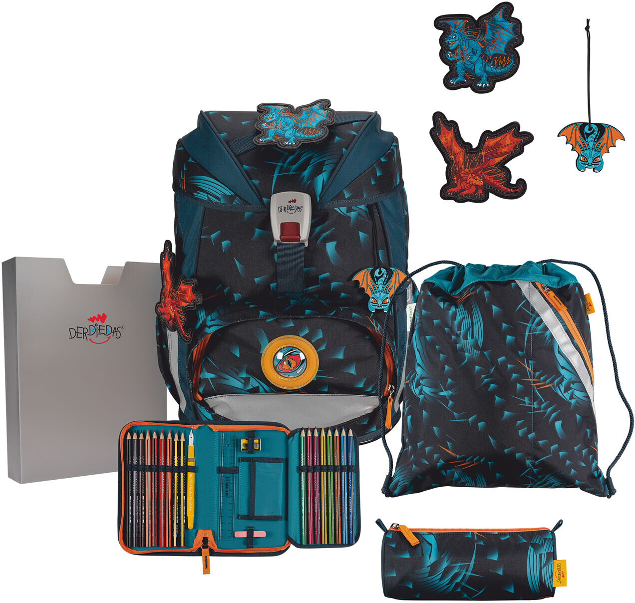 Bild von DerDieDas ErgoFlex Exklusiv "LED" Schulrucksack-Set 5-teilig mit Sportbeutel Dragon Moon