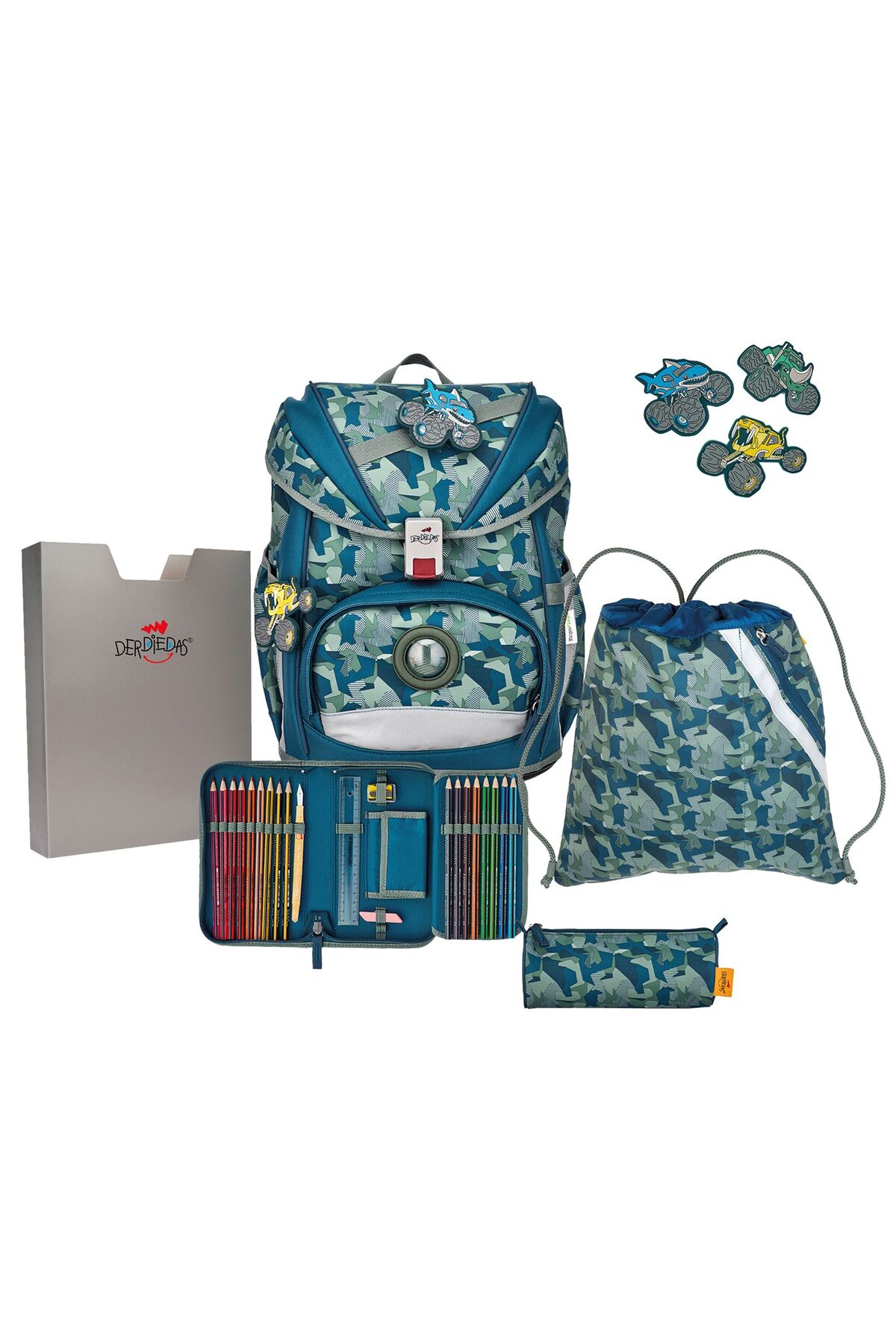 Bild von DerDieDas Schulranzen-Set Ergoflex Easy Monster Truck, 5-teilig