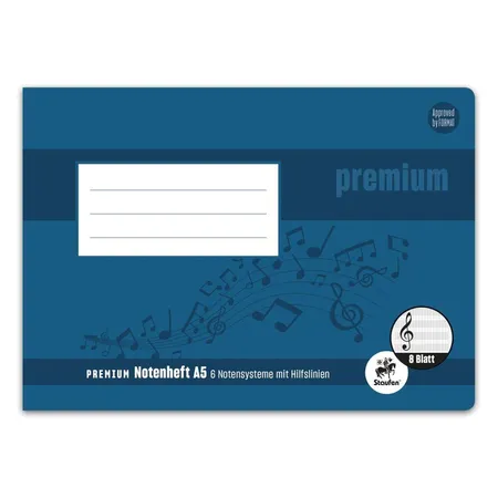 Bild von Staufen Premium Notenheft LinNH A5 quer 8 Blatt 90g/qm 6 Notensysteme + Hilfslinien