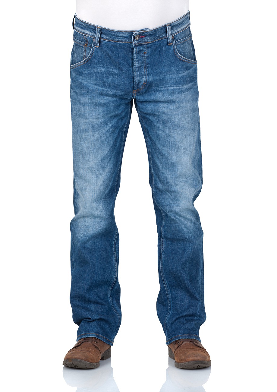 Bild von Mustang Herren Jeans Michigan Straight - Blau - Light Scratched Used