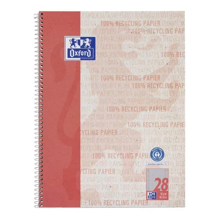Bild von Oxford Recycling Collegeblock A4+, 80 Blatt, kariert mit Doppelrand, 90 g/m², 4fach gelocht, Optik Paper®