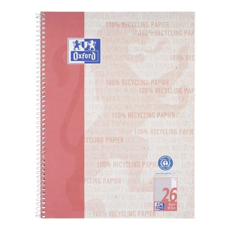Bild von Oxford Recycling Collegeblock A4+, 80 Blatt, kariert mit weißem Rand rechts, 90 g/m², 4fach gelocht, Optik Paper®