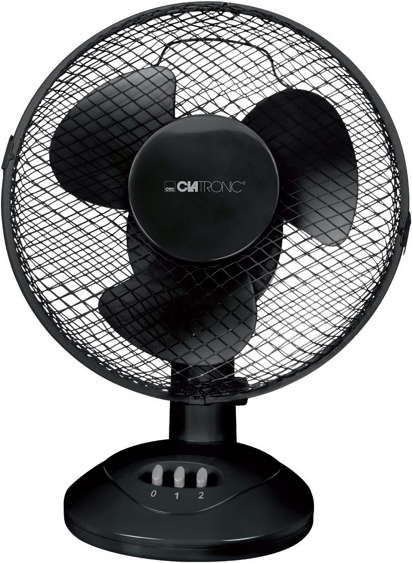 Bild von Clatronic Ventilator für Tisch/Tischventilator VL 3601; Mini-Fan für Schlafzimmer, Büro, Wohnmobil; sehr leise/ruhig; oszillierend/Rotation; Durchmesser 23 cm; 2 Geschwindigkeitsstufen; schwarz