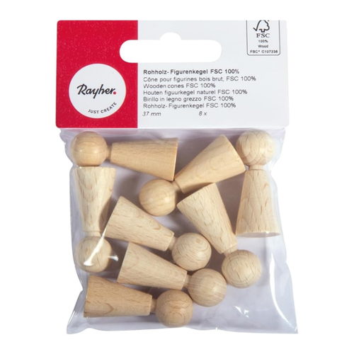 Bild von Rayher Bastelperlen Rohholz Figurenkegel 37mm im Praktischen SB-Btl