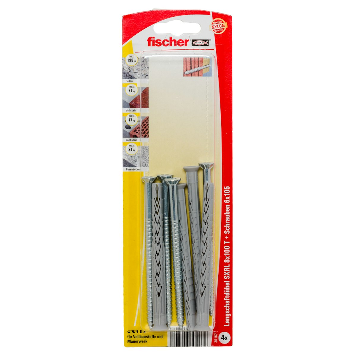 Bild von fischer Schrauben- und Dübel-Set Fischer Langschaftdübel FUR 8.0 x 100 mm - 4 Stück