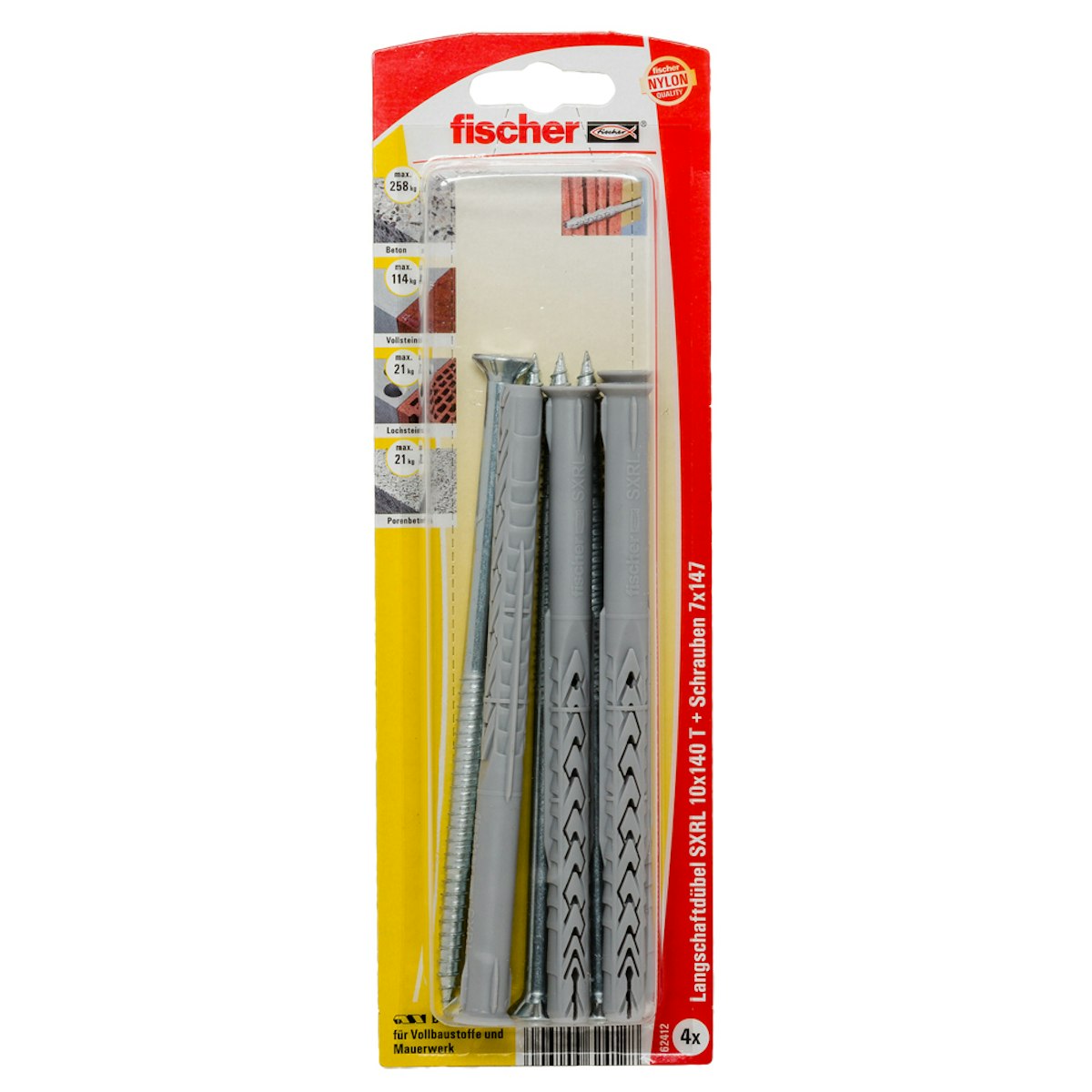 Bild von fischer Langschaftdübel FUR T, galv. verzinkt 10x135 K, (1-tlg), Anpassung durch Lamellentechnik, Dübelgeometrie montagefreundlich