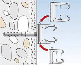 Bild von fischer Clipschelle FC 16-20 GR, Flexible Aufnahme für verschiedene Kabel- und Rohrdurchmesser, Flexible Befestigung mit C-Profil-Schiene, Koppelung von bis zu drei Rohrclips, 25 Stück
