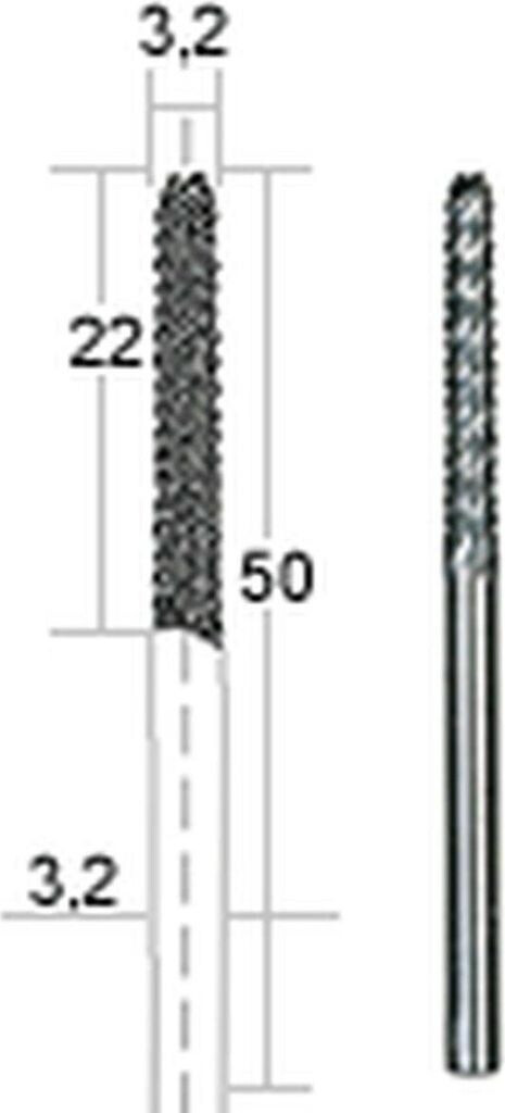 Bild von Proxxon 28757 Raspelfräser aus Hartmetall Ø3,2mm für Fliesen, Steingut, Holz und Kunststoff Schaft Ø3,2mm