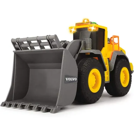 Bild von Dickie Toys QDKT062032 Volvo Radlader, Spielzeugbagger, Bagger, Lader, Baustellenfahrzeug, Baustelle, Spielzeugauto, Sandkasten, Licht & Sound, 23 cm, gelb/grau