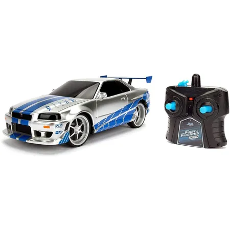 Bild von Jada Toys - Fast & Furious 2002 Nissan GT-R R34 RC Car - Maßstab 1:24-2.4GHz Fernsteuerung - Turbo Funktion - Spielzeug für Kinder und Erwachsene - Silber