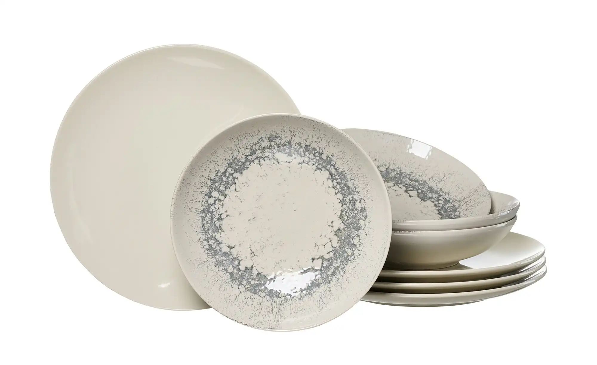 Bild von Ritzenhoff & Breker Cecina Tafel-Set 8-teilig, Speiseteller (26 cm) und Suppenteller (21 cm) für 4 Personen, Modernes Trendgeschirr, Steinzeug, Creme - Graphit