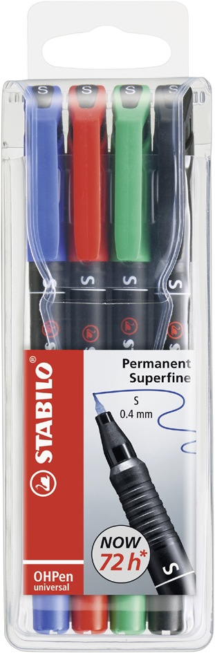 Bild von STABILO, Marker, OHPen universal Folienstift permanent (Rot, Schwarz, Grün, Blau, 0.70 mm, 4 x)