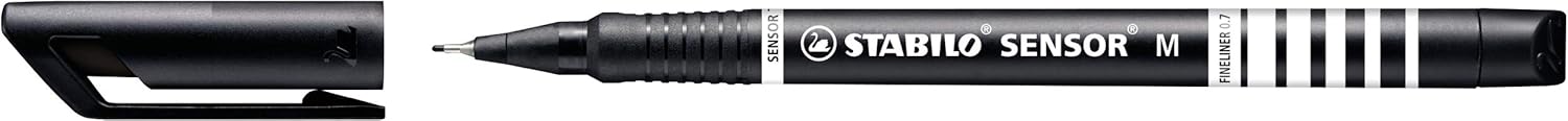 Bild von Fineliner mit gefederter Spitze - STABILO SENSOR M - medium - Einzelstift - schwarz
