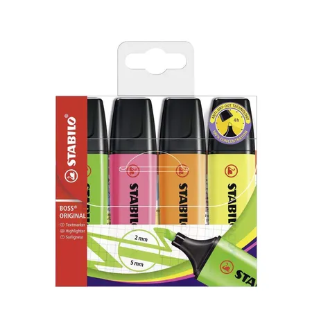 Bild von Stabilo Textmarker BOSS® ORIGINAL 70/4 Gelb, Grün, Orange, Pink 2 mm, 5mm 4St.