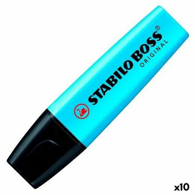 Bild von Textmarker STABILO® BOSS Original, Keilspitze, lichtbeständig, schnell trocknend, blau, 10 Stück