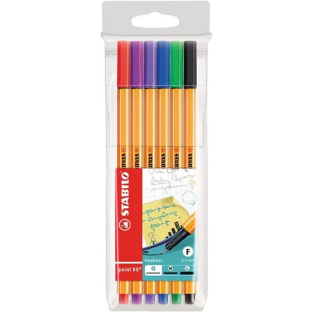 Bild von STABILO point 88 Fineliner 0,4 mm Nadelspitze Farbig sortiert Point 88 6 Stück