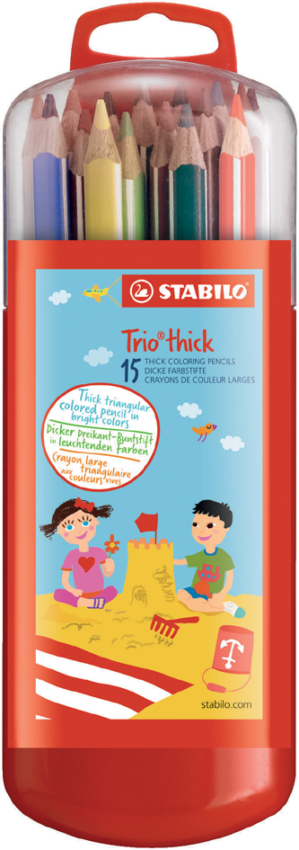 Bild von Dreikant-Buntstift - STABILO Trio dick - 15er Box mit Hängelasche - mit 15 verschiedenen Farben