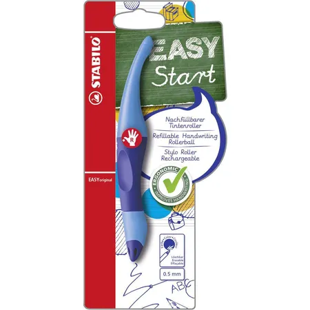 Bild von Ergonomischer Tintenroller für Rechtshänder - STABILO EASYoriginal in dunkel-/hellblau - Einzelstift - Schreibfarbe blau (löschbar) - inklusive Patron