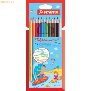 Bild von Aquarell-Buntstift - STABILO aquacolor -12er Pack - mit 12 verschiedenen Farben