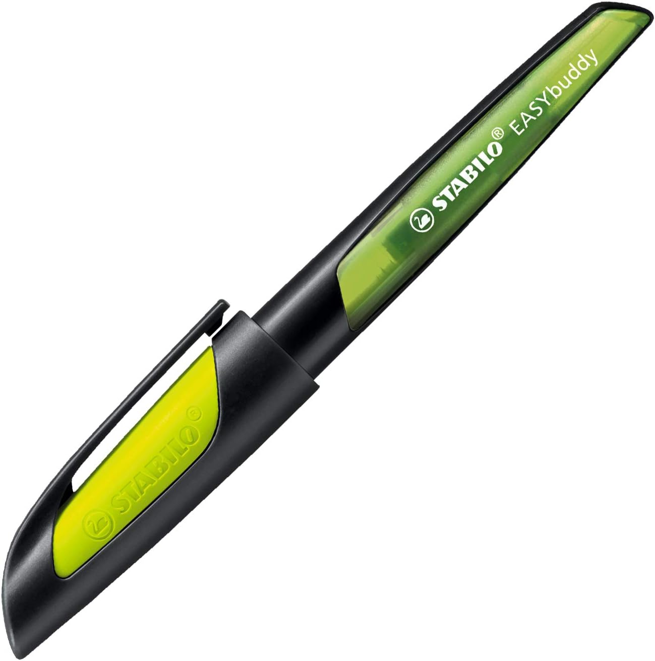 Bild von Schulfüller mit Linkshänder-Feder L - STABILO EASYbuddy in schwarz/limette - Schreibfarbe blau (löschbar) - Einzelstift - inklusive Patrone