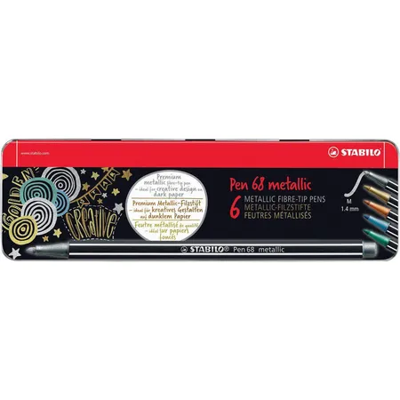 Bild von Premium-Filzstift - STABILO Pen 68 metallic - 6er Metalletui - 2x Silber, je 1x Gold, Kupfer, metallic Blau, metallic Grün