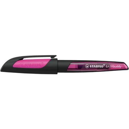 Bild von Schulfüller mit Linkshänder-Feder L - STABILO EASYbuddy in schwarz/magenta - Schreibfarbe blau (löschbar) - Einzelstift - inklusive Patrone
