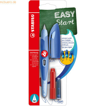 Bild von STABILO - Schulfüller ergonomisch für Rechtshänder mit Standard-Feder M - EASYbirdy Pastel Edition in blau/hellblau - inklusive Patrone und Einstellwerkzeug