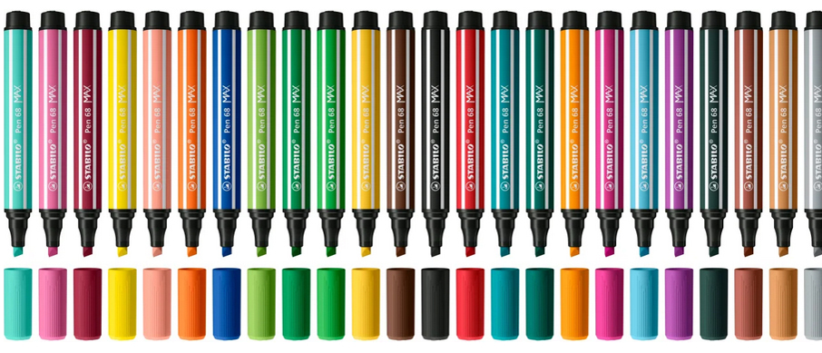 Bild von Premium-Filzstift mit dicker Keilspitze - STABILO Pen 68 MAX - Einzelstift - schwarz
