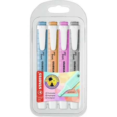 Bild von Textmarker STABILO® swing® cool Pastel Etui, sortiert, Etui mit 4 Stiften