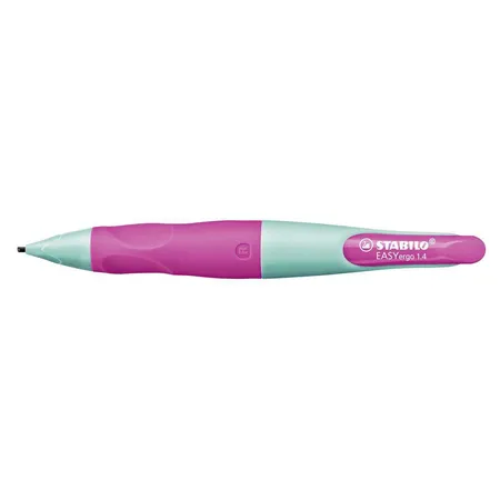 Bild von Ergonomischer Druck-Bleistift für Rechtshänder - STABILO EASYergo 1.4 in türkis/neonpink - Einzelstift - inklusive 3 dünner Minen - Härtegrad HB