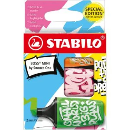 Bild von Textmarker - STABILO BOSS MINI by Snooze One - 3er Pack - orange, pink, grün