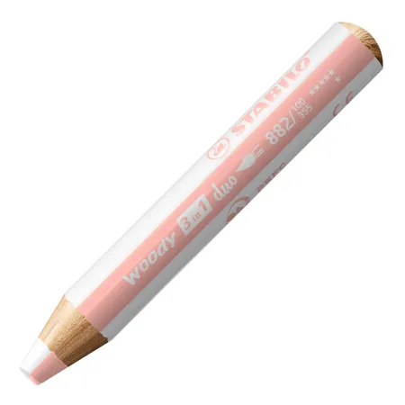Bild von Duo Buntstift, Wasserfarbe & Wachsmalkreide - STABILO woody 3 in 1 duo - zweifarbige Mine - Einzelstift - weiß/apricot