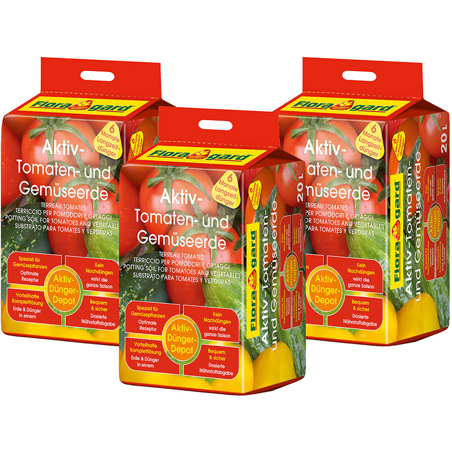 Bild von Floragard Aktiv Tomaten- und Gemüseerde 60 Liter (3x20L)