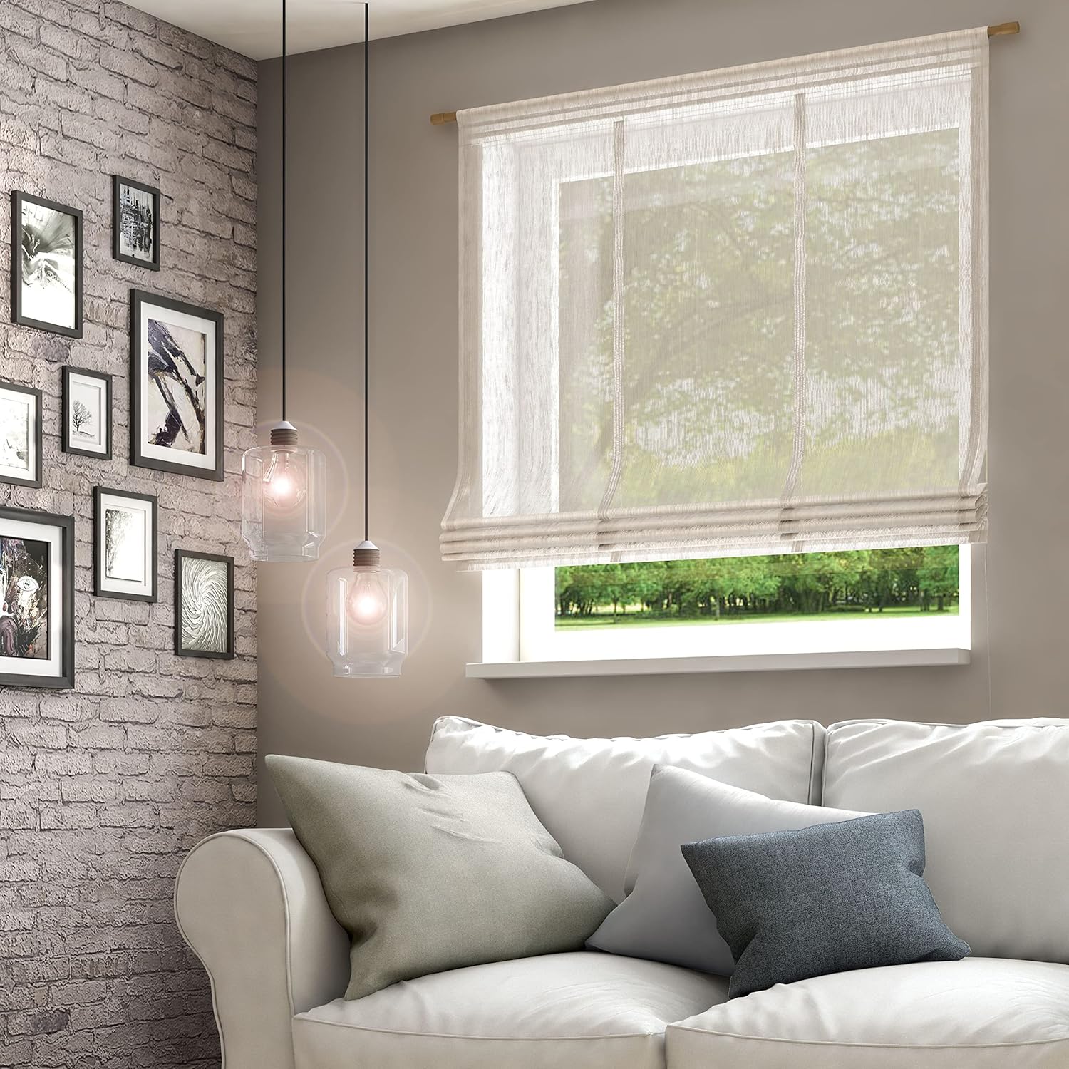 Bild von Neutex for you! Libre ECO Raffrollo mit Stangendurchzug, Vorhang, Gardine, Halbtransparent, 140 x 60 cm (H/B), 481826, Made in Europe, Oeko-Tex Standard 100, Creme