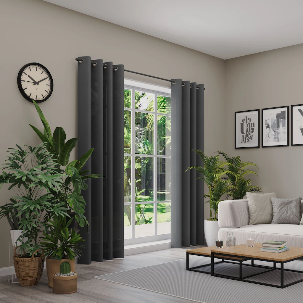Bild von Vorhang NEUTEX FOR YOU "Linessa", grau, B:137cm H:255cm, Jacquard, Polyester, Gardinen, Ösenschal mit Metallösen, Breite 137 cm, nach Maß