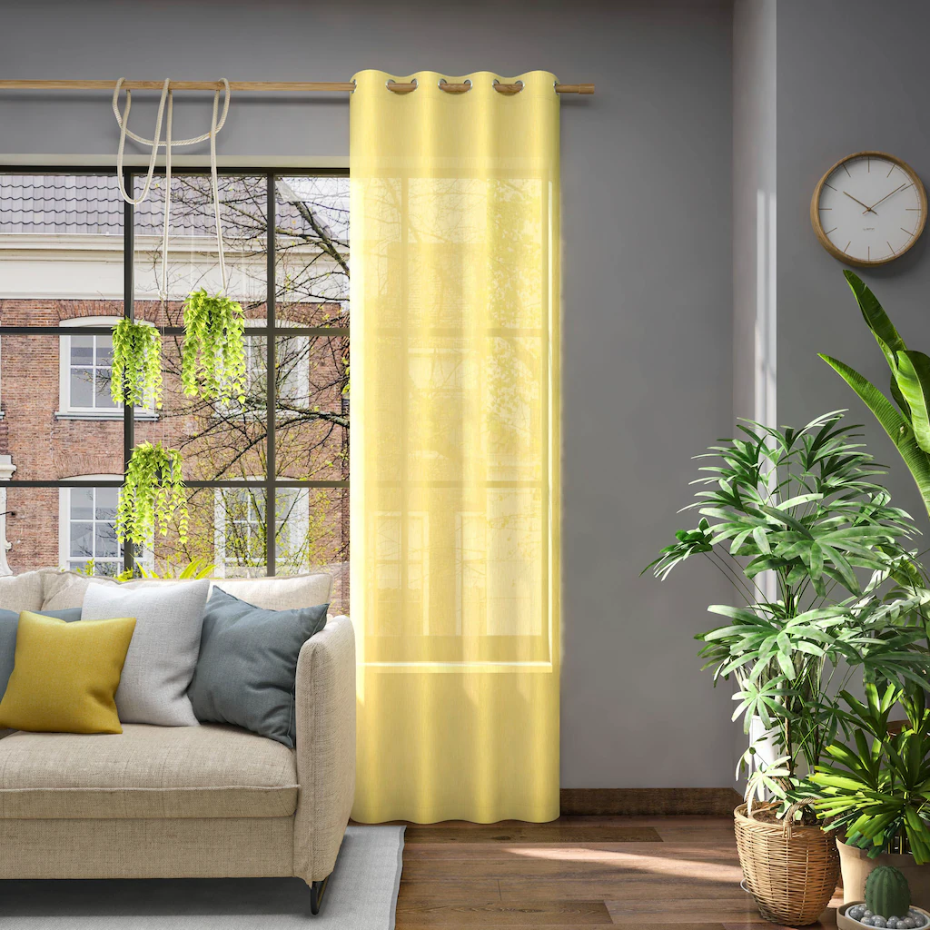 Bild von Vorhang NEUTEX FOR YOU "Libre-ECO", gelb, B:142cm H:210cm, Jacquard, Polyester, Gardinen, Nachhaltig, Breite 142 cm, nach Maß